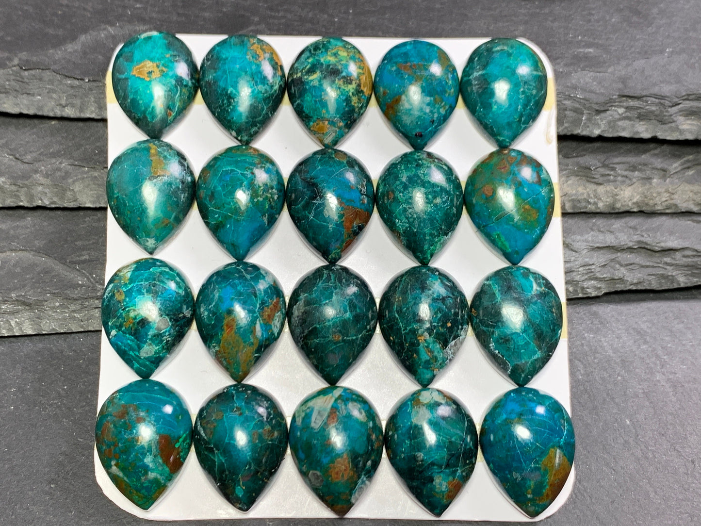 Chrysocolla pear 15x20mm cabochon - Calibrated cabochons