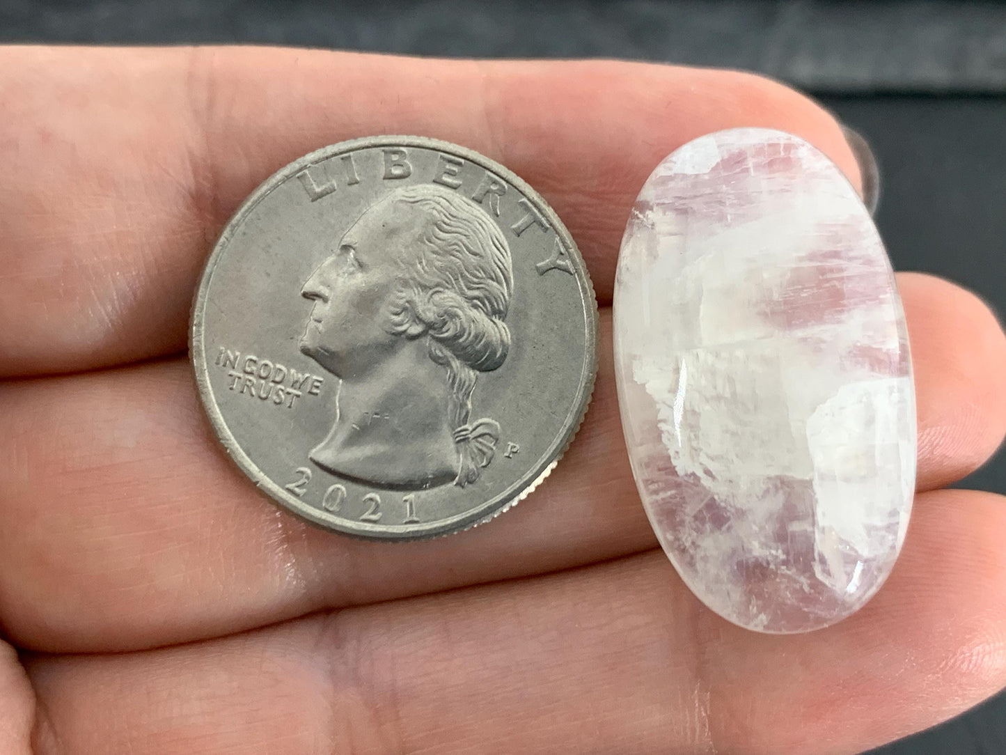 Rainbow Moonstone oval 30x17x9mm cabochon