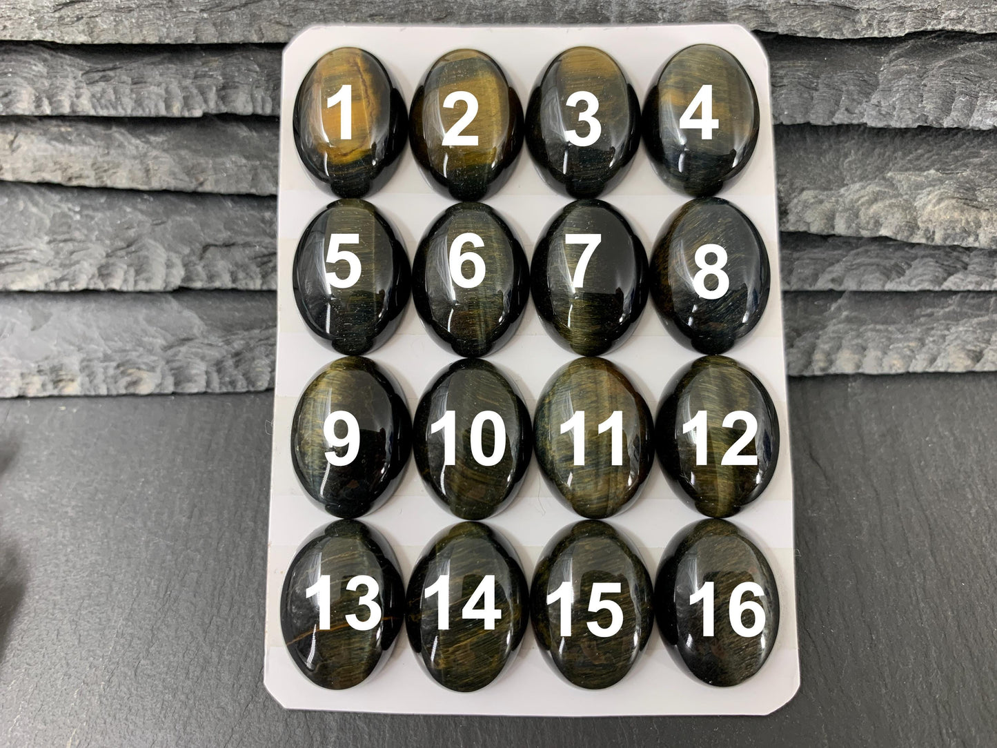 Yellow Blue Tiger Eye oval 15x20mm cabochon - Calibrated cabochons