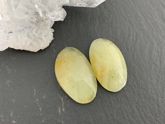 Faceted Yellow Sapphire pair 10x16x3.5mm cabochon