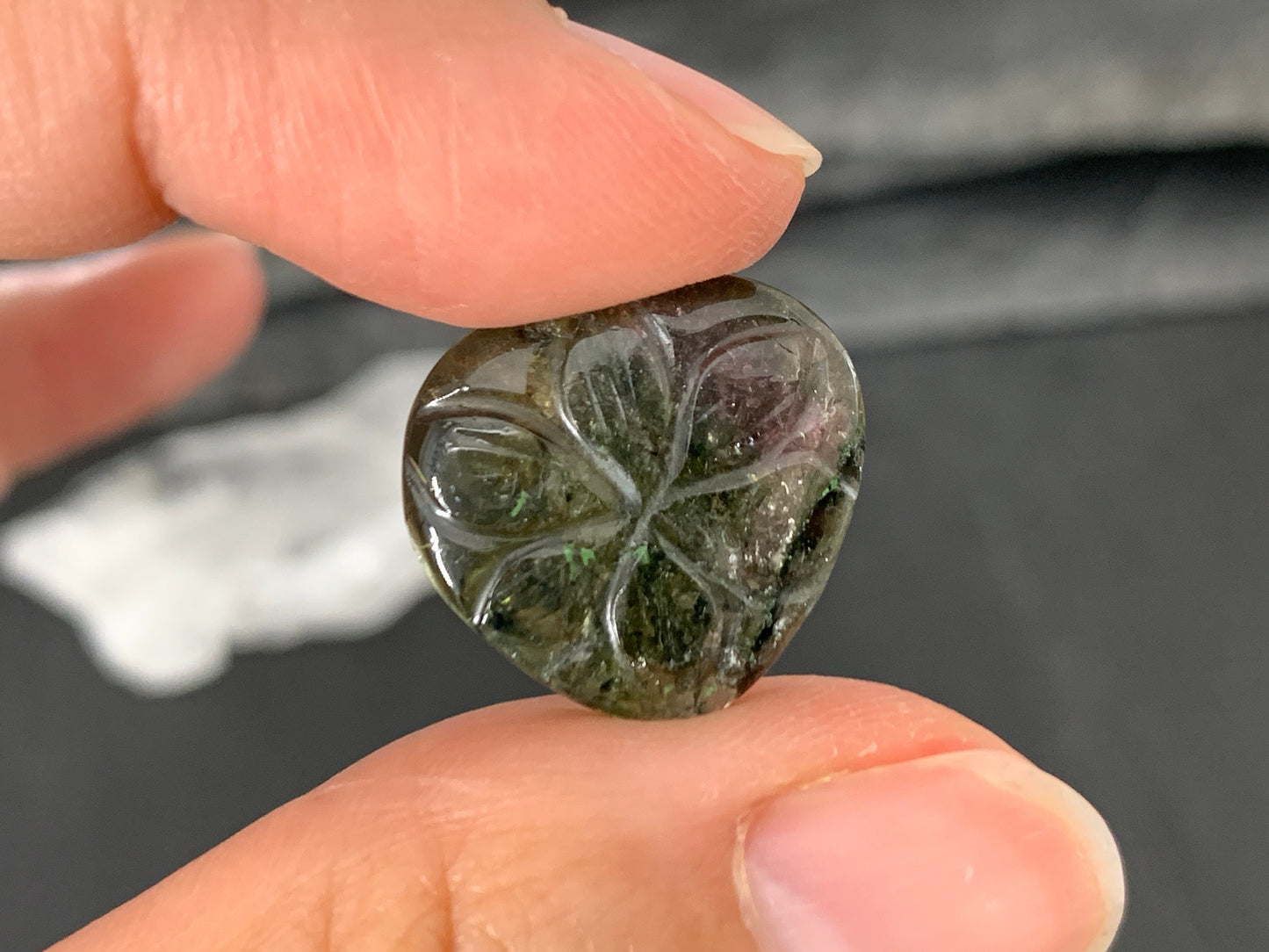 Carved Tourmaline 18x17x3mm cabochon