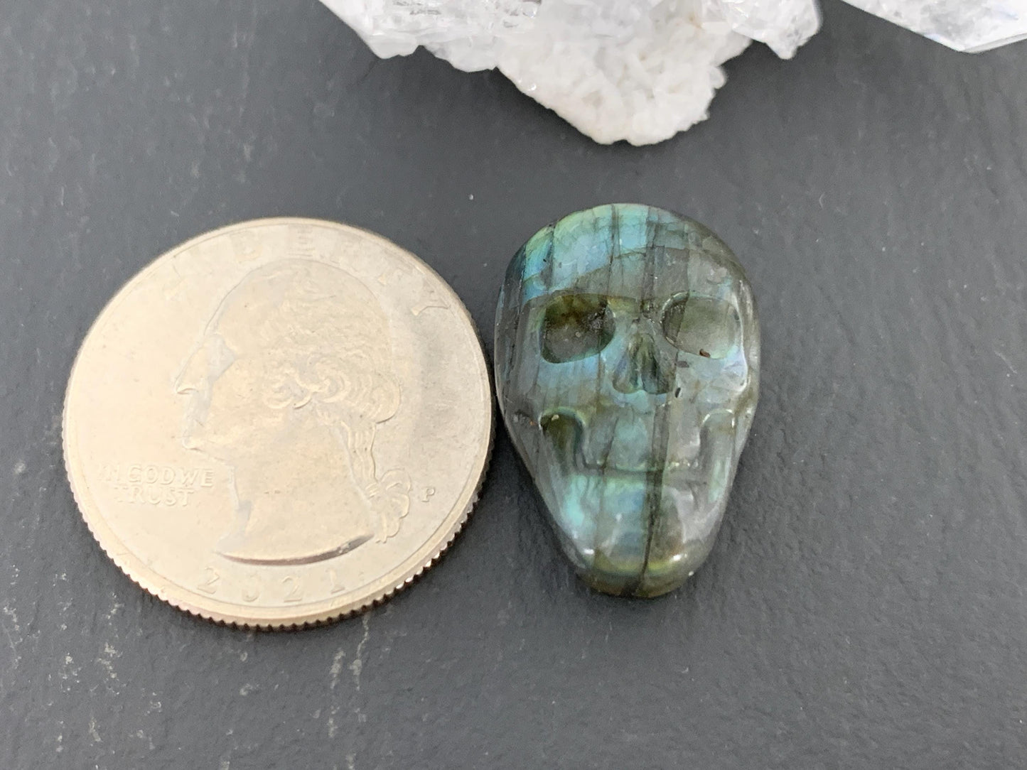 Labradorite Skull Cabochon 15x21mm, Labradorite Skull, Natural Gemstone, Halloween Jewelry, Handcrafted Accessory