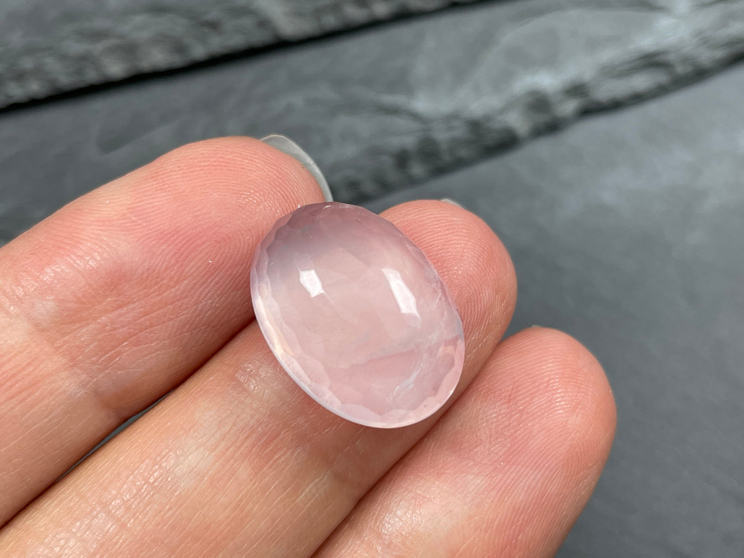 Faceted Rose Quartz oval 13x18mm Cabochon- Calibrated cabochons
