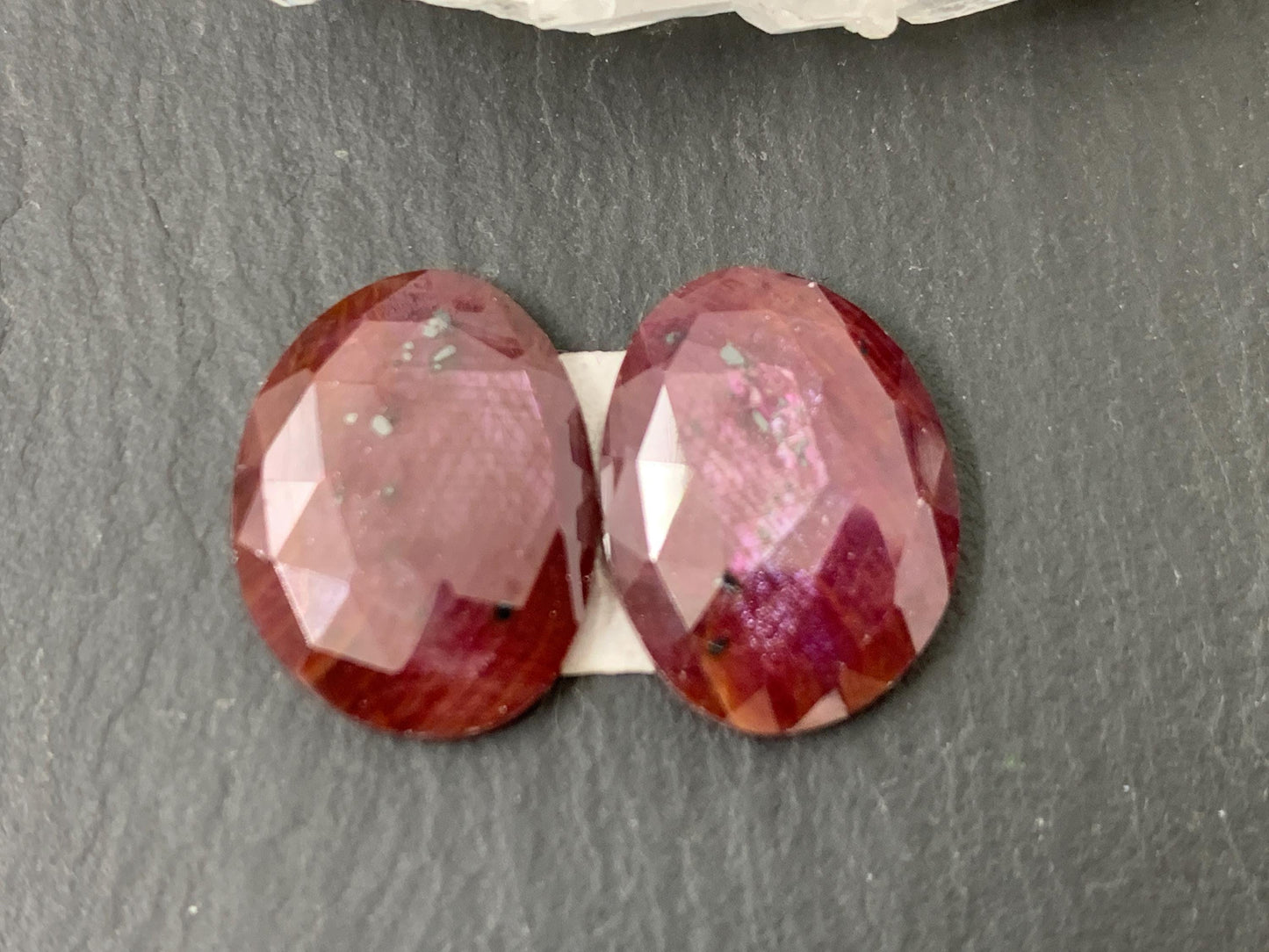 Faceted Ruby pair 12x17x4mm cabochon