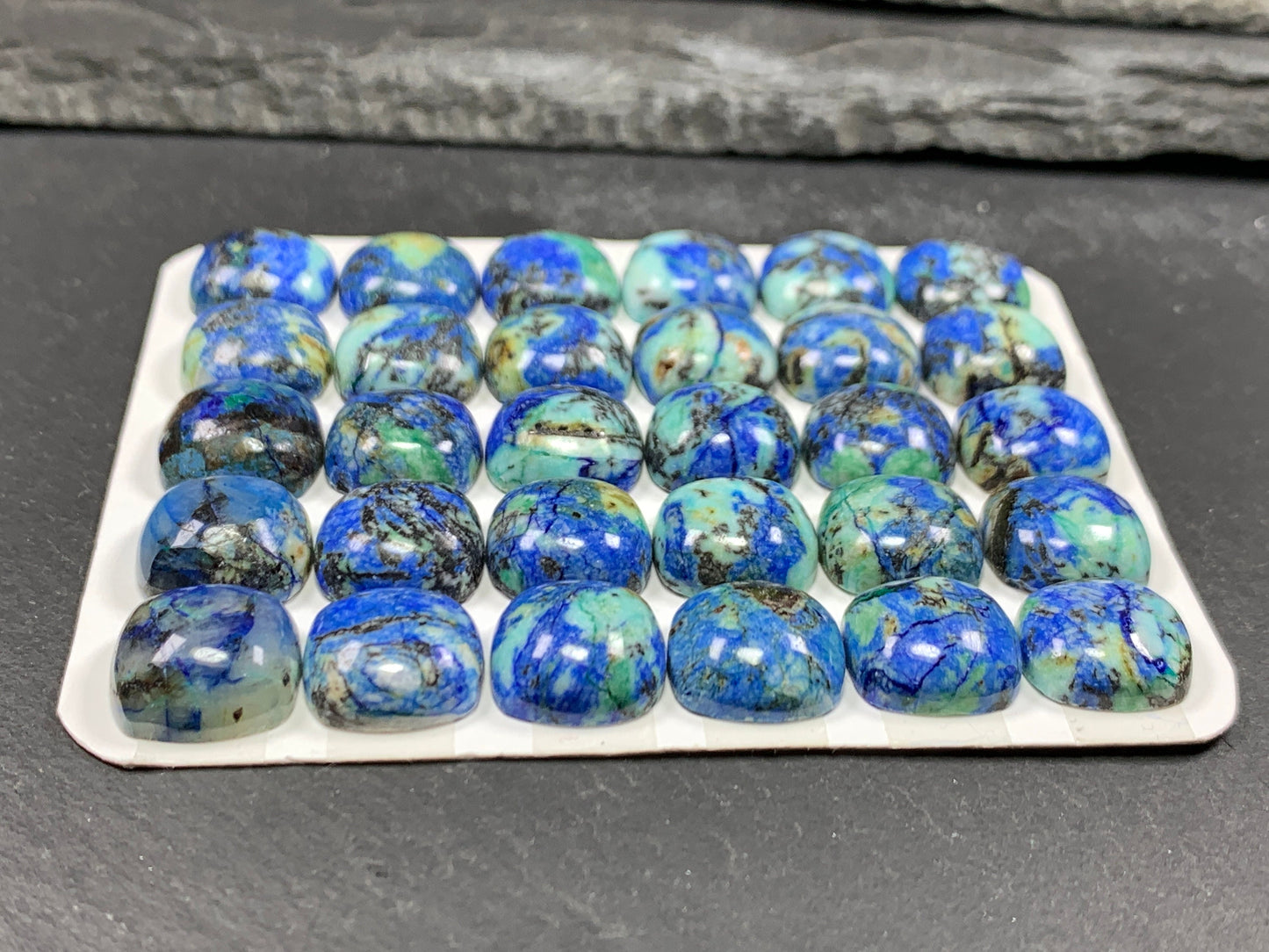 Azurite square cushion 12x12mm cabochon - Calibrated cabochons
