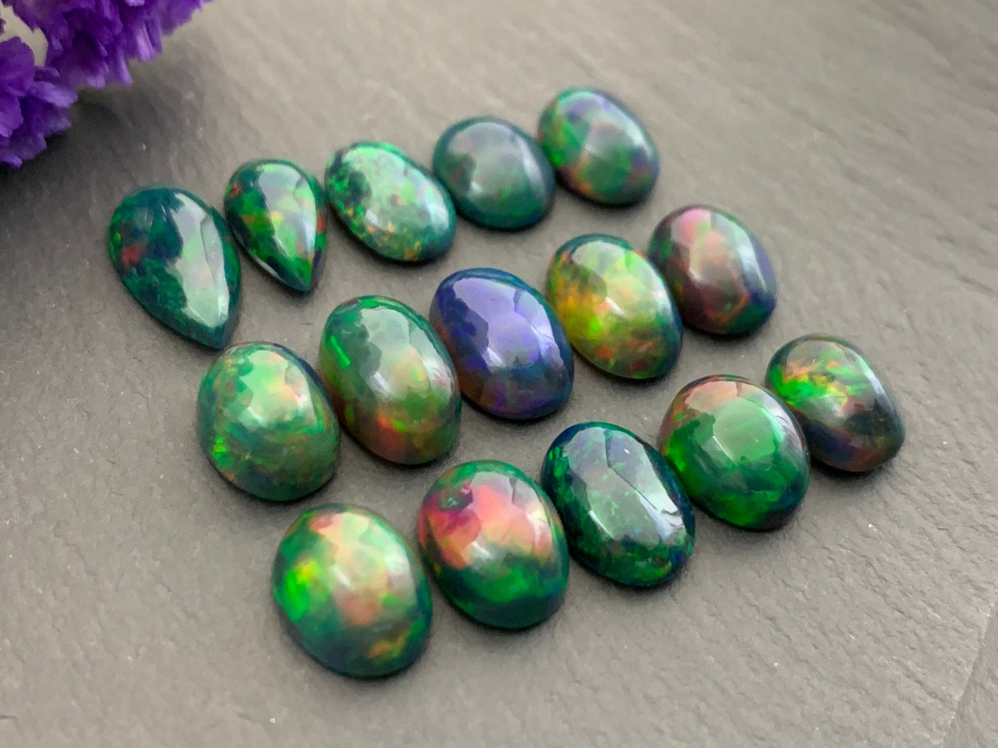 Black Ethiopian Opal 11-12mm long cabochon