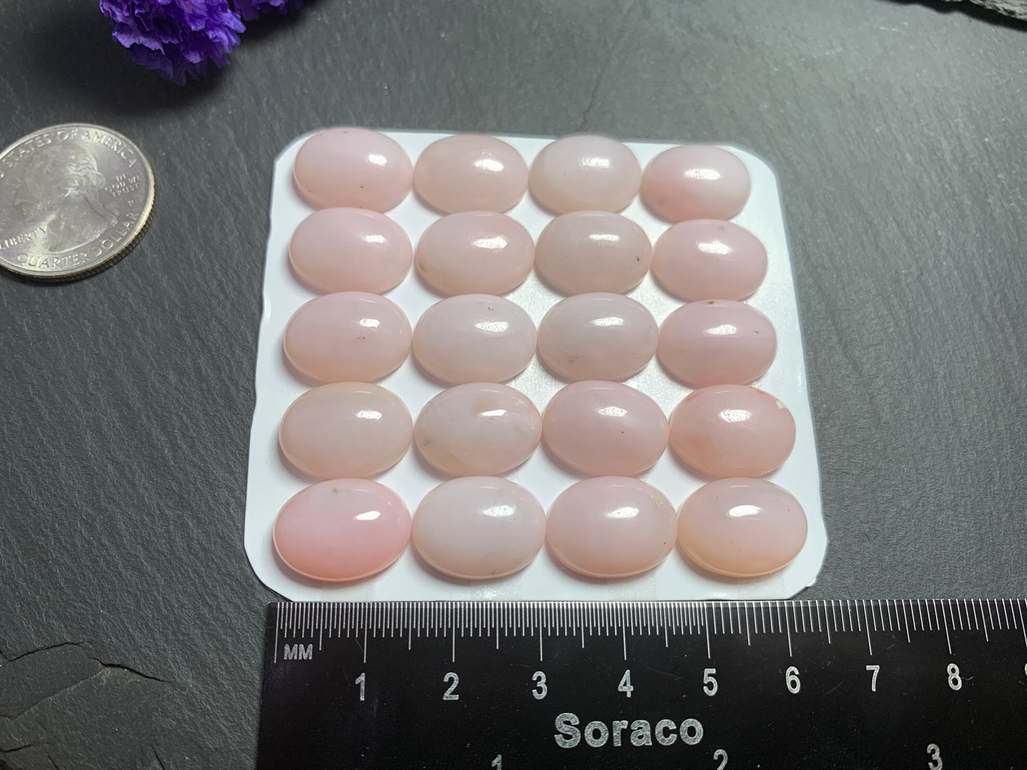 Pink Opal oval 12x16mm cabochon - Calibrated cabochons