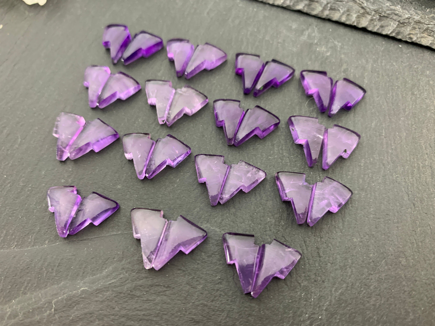 Amethyst lightning bolt pair 9x13mm cabochon