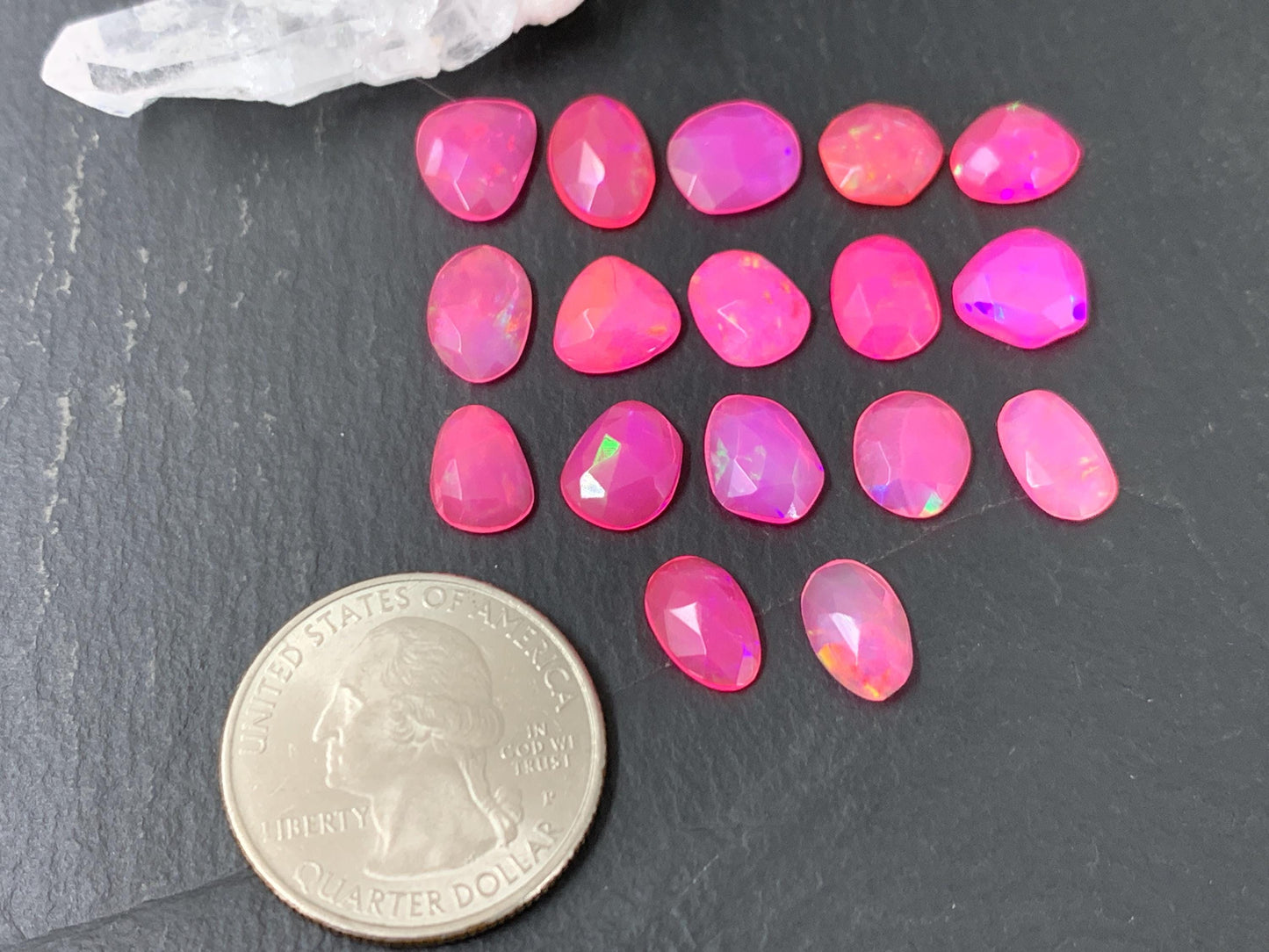 Faceted Pink Ethiopian Opal 9-10mm cabochon
