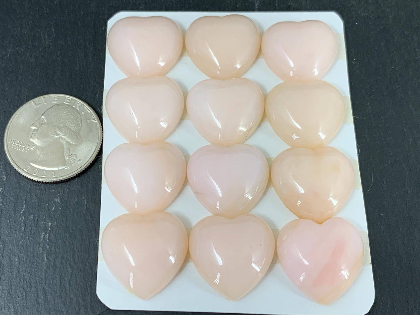 Pink Opal Heart Cabochon 20mm - Natural Calibrated Gemstone Jewelry
