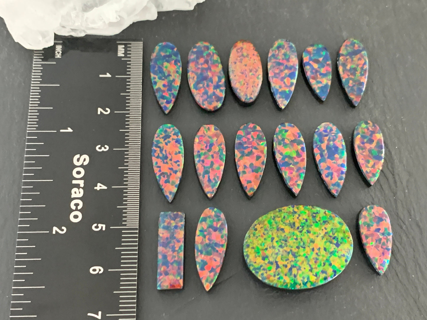 Aurora Opal pear, oval 16-20mm long cabochon/ select your cabochon - Doublet cabochon