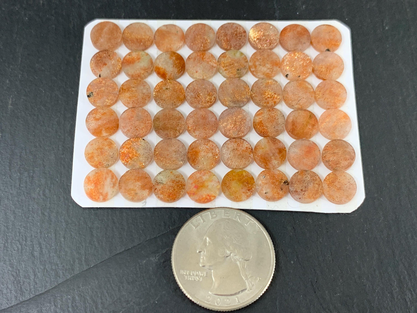 Flat Sunstone Cabochon 8mm Round - Calibrated Natural Gemstone for Jewelry Making