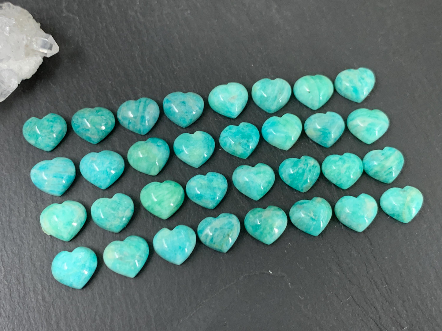 Small Amazonite heart 8x9mm cabochon