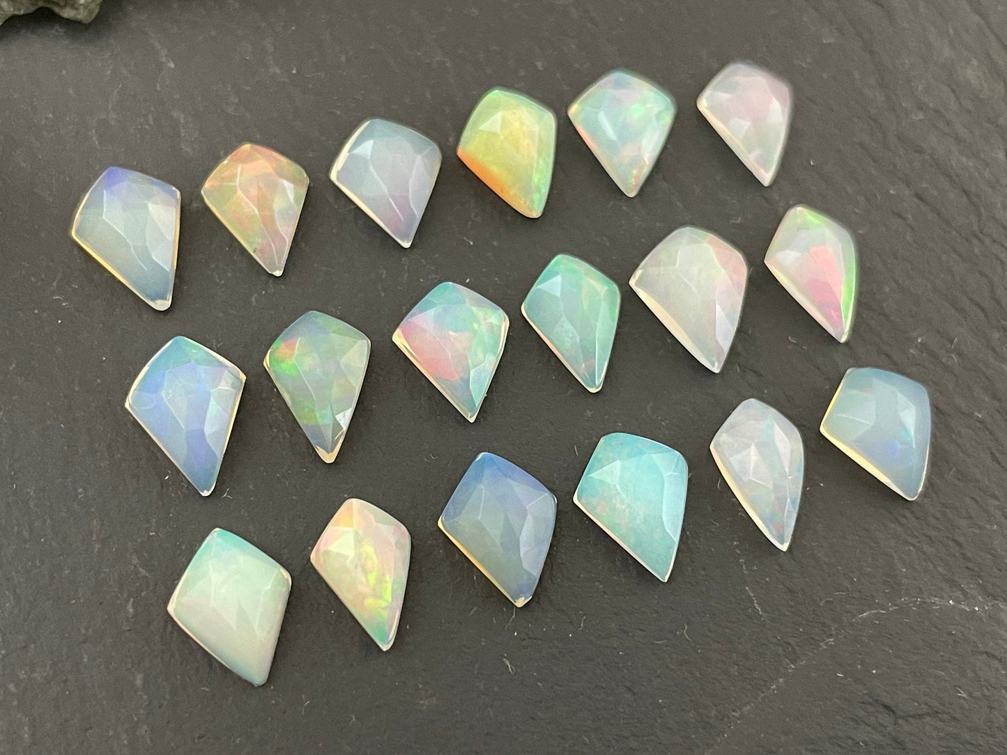 Faceted Ethiopian Opal 9-9.5mm cabochon- Faceted cabochons