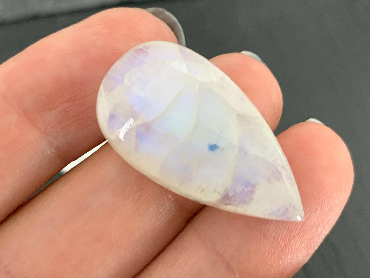 Rainbow Moonstone 30x16x8mm cabochon