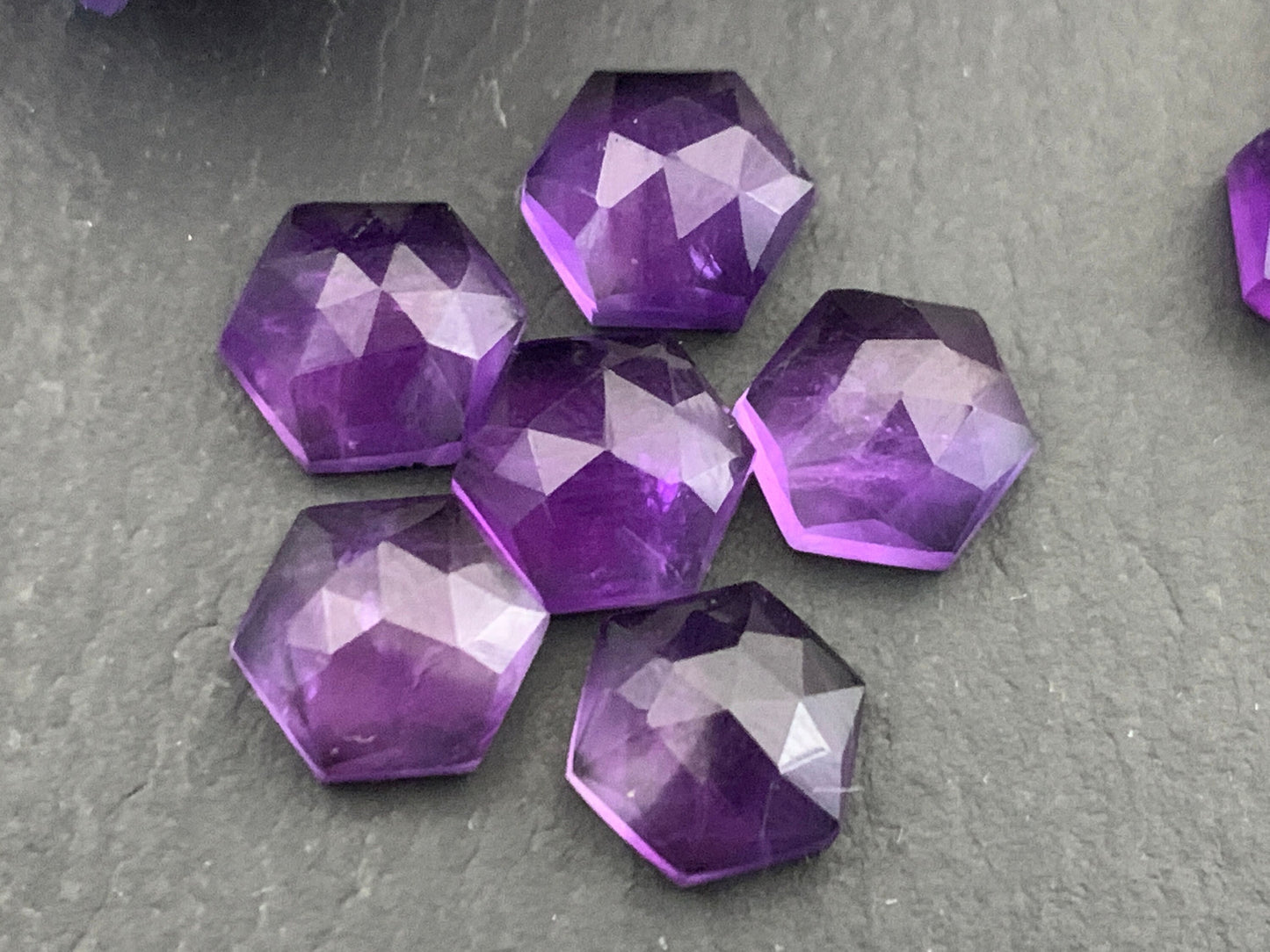 Faceted Amethyst Hexagon 8mm Cabochon