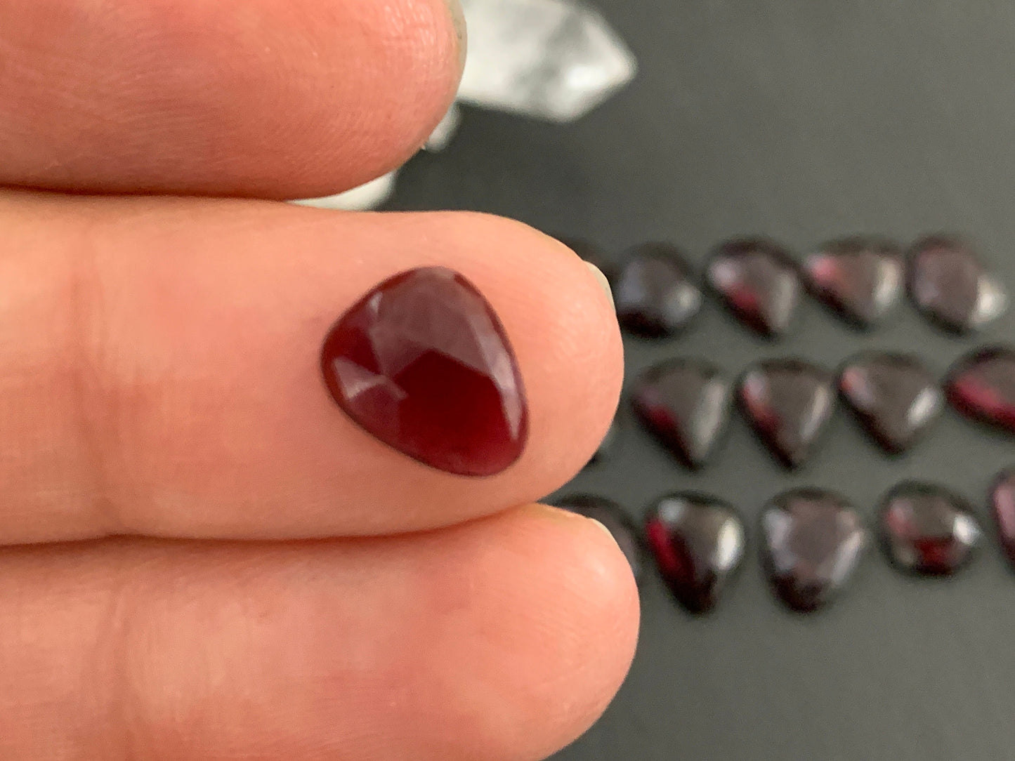 Faceted Red Garnet 8-9mm long Cabochon