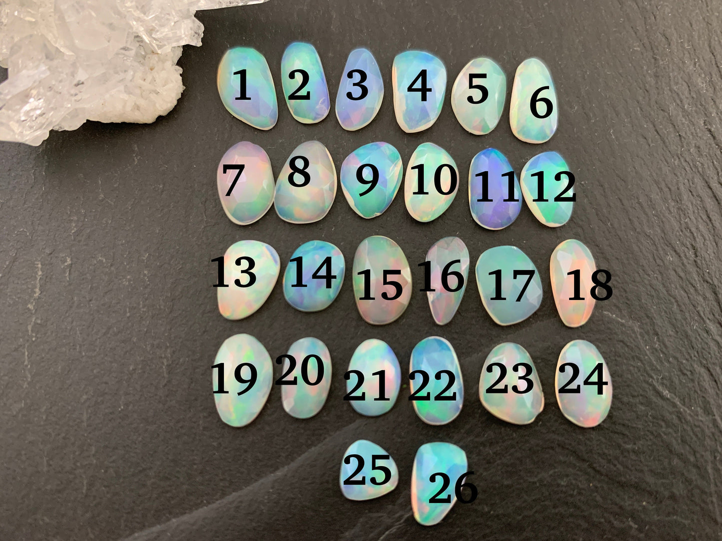Faceted Ethiopian Opal 9-12mm long cabochon