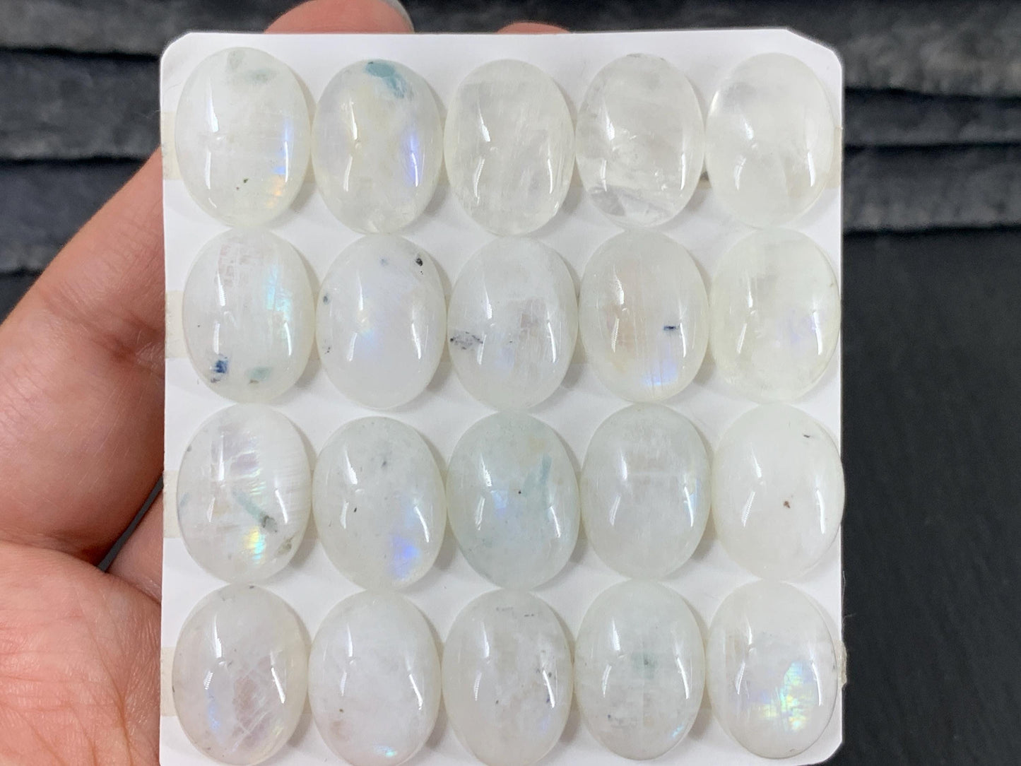 Rainbow Moonstone oval 12x16mm cabochon - Calibrated cabochons