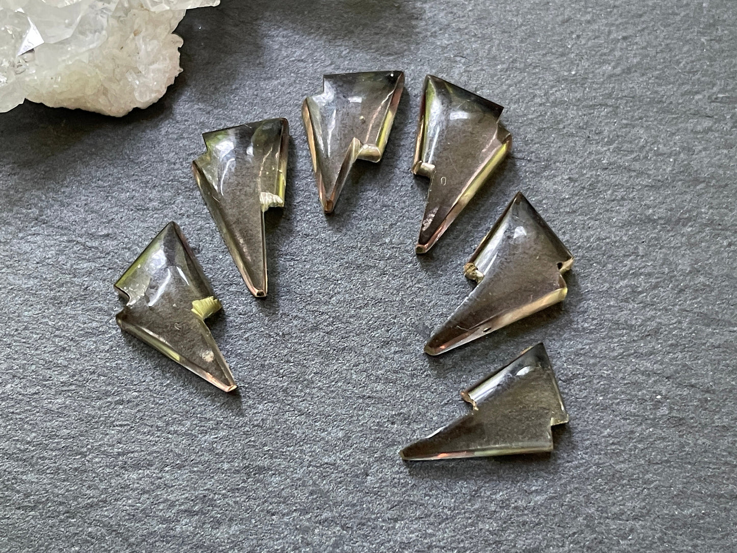 Faceted color changing Alexandrite lightning bolt 8x13mm cabochon - Cabochons are calibrated