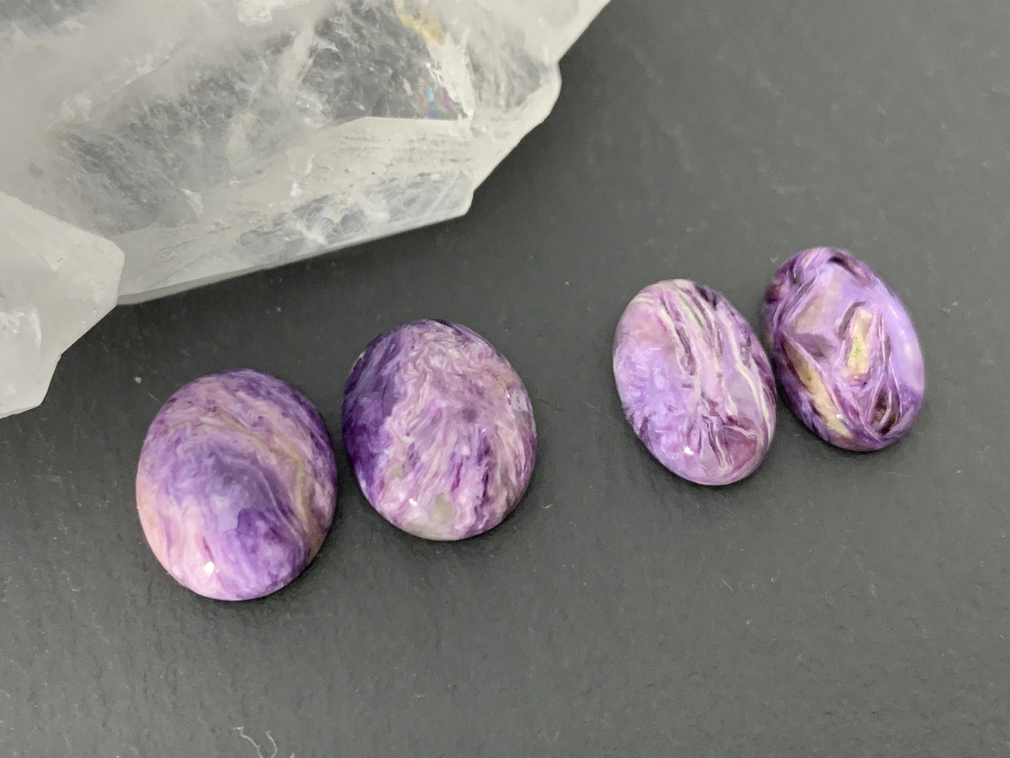 Charoite pair - oval cabochon - Cabochons