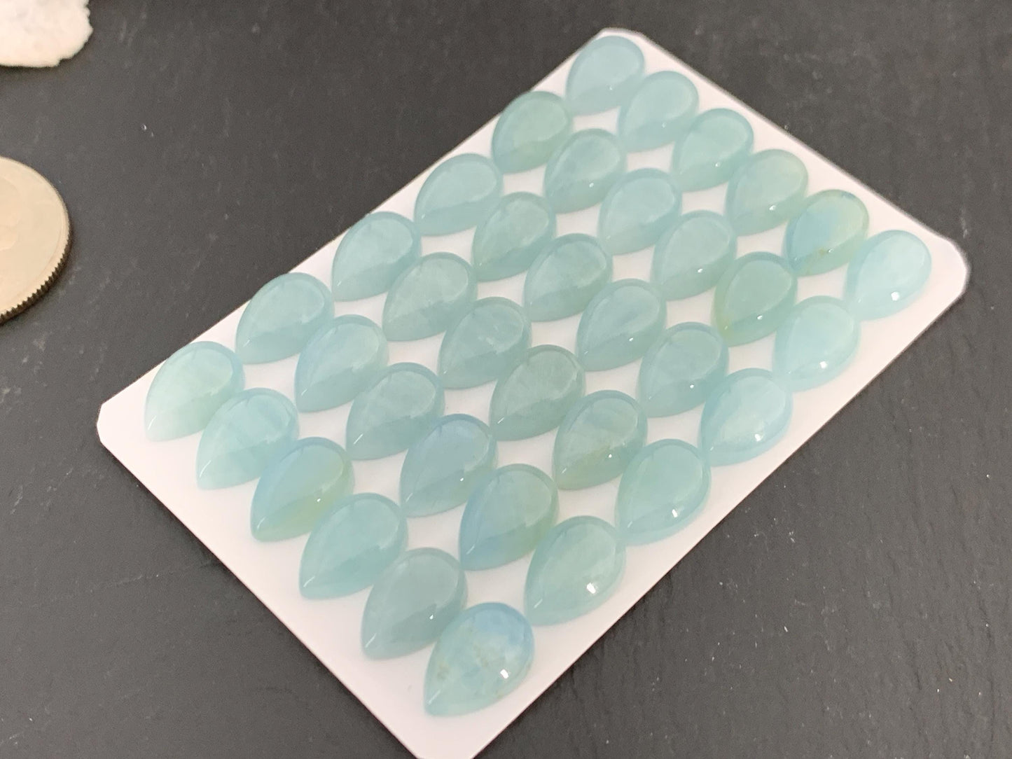 Aquamarine pear 8x12mm cabochon- Calibrated Aquamarine