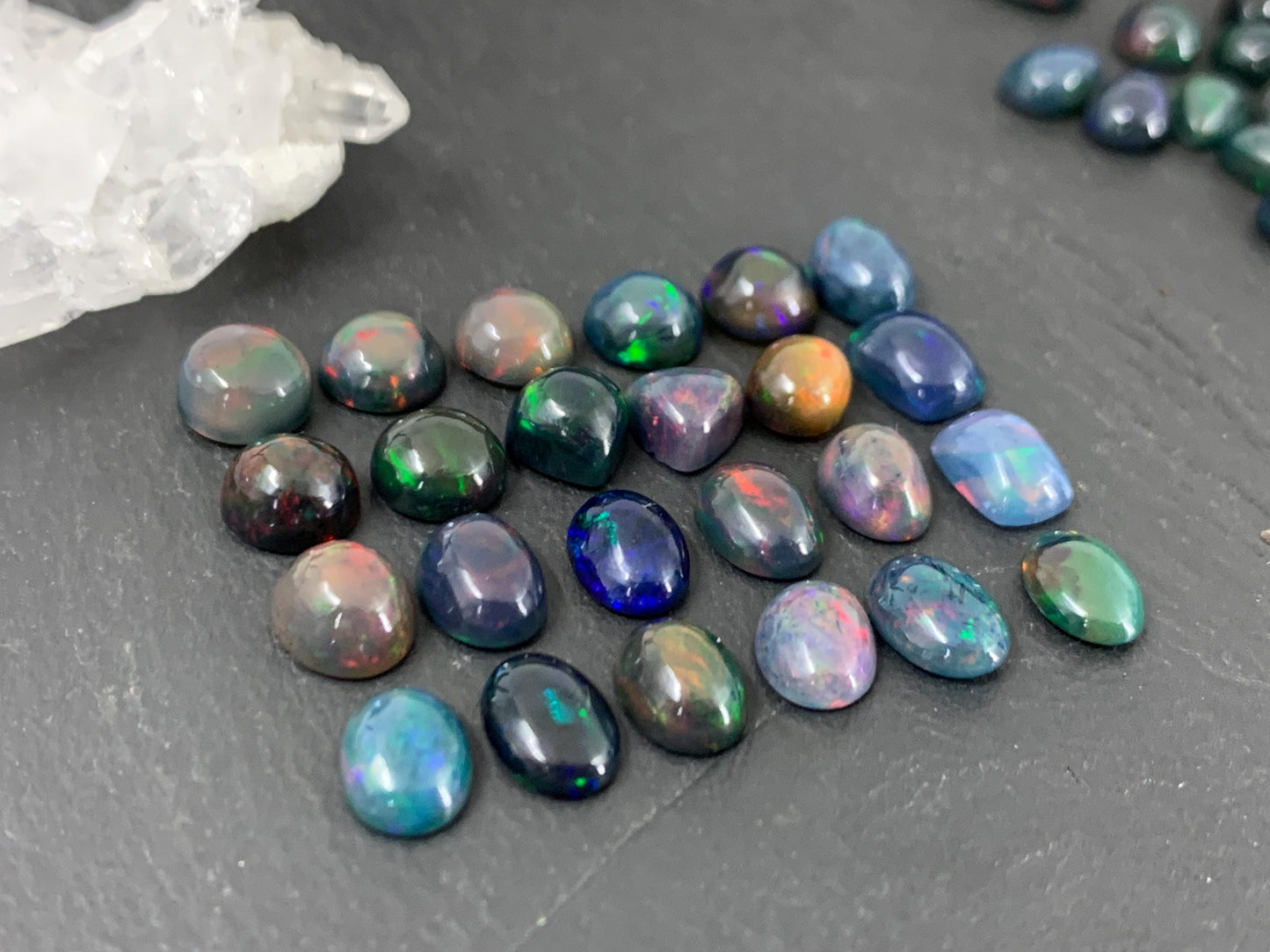 Black Ethiopian Opal 6x8mm cabochon - round, oval, pear, rectangle