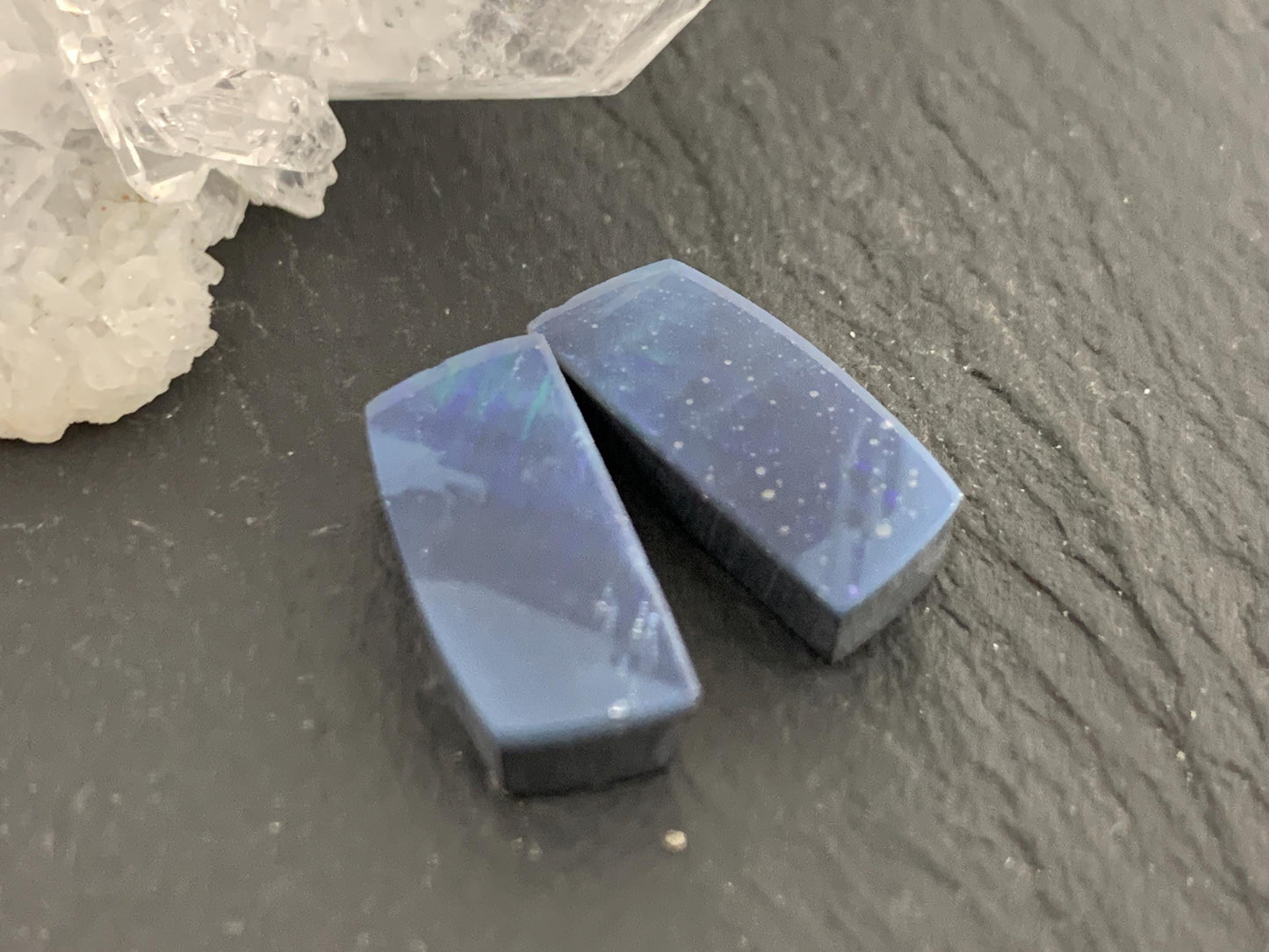 Australian Opal doublet 6x14x4mm pair of cabochons