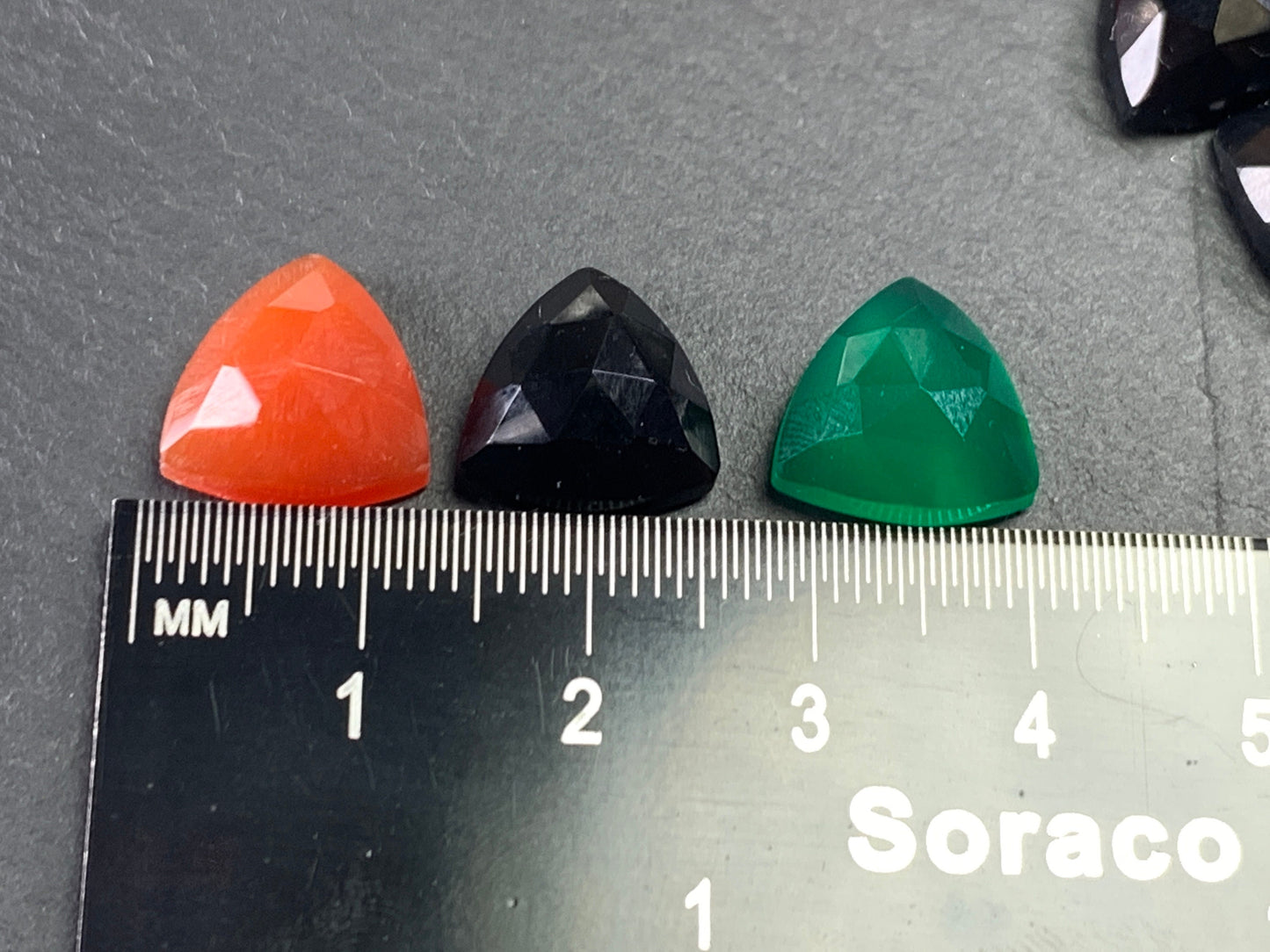 Faceted Onyx triangle 12mm cabochon