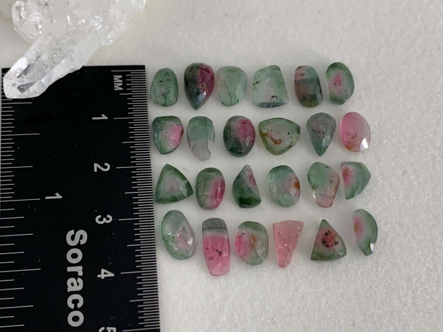Faceted Watermelon Tourmaline 8-10mm long cabochon - second quality