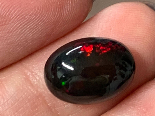 Natural Ethiopian Black Opal 10x14x6mm cabochon