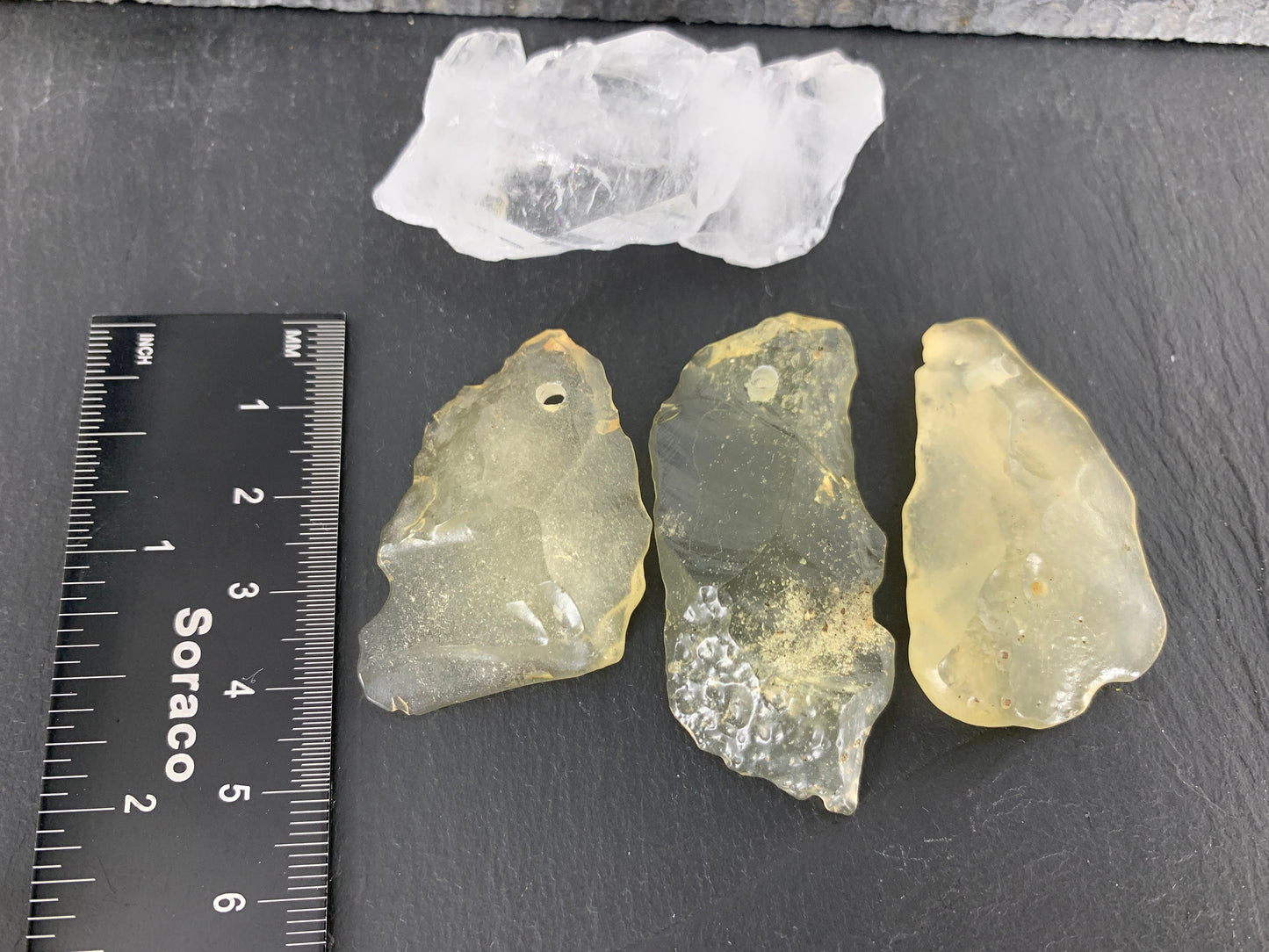 Drilled Libyan Desert Glass 41-54mm long