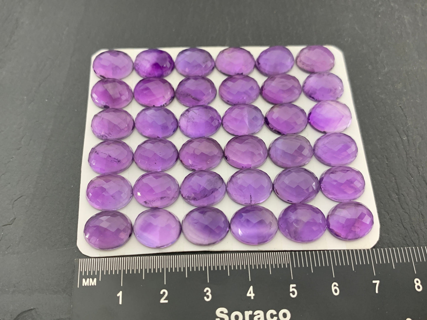 Faceted Amethyst oval 10x12mm cabochon - Calibrated cabochons