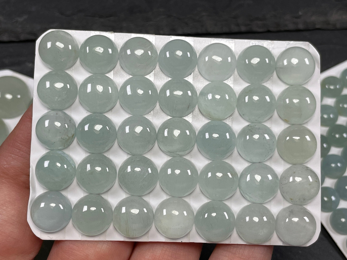 Aquamarine round cabochon 15, 10, 8mm - Calibrated cabochons