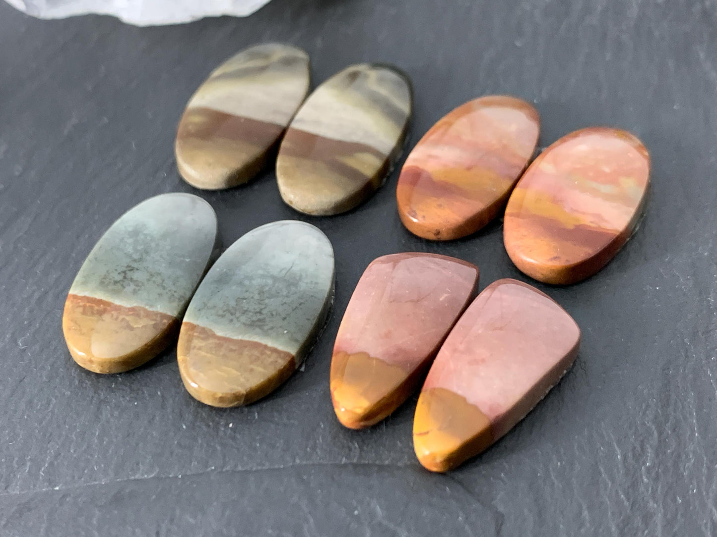 Polychrome Jasper cabochon pair