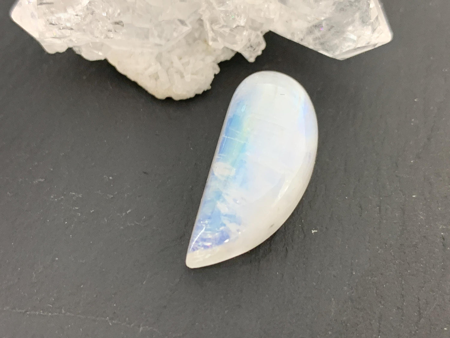 Rainbow Moonstone 25x12x8mm cabochon