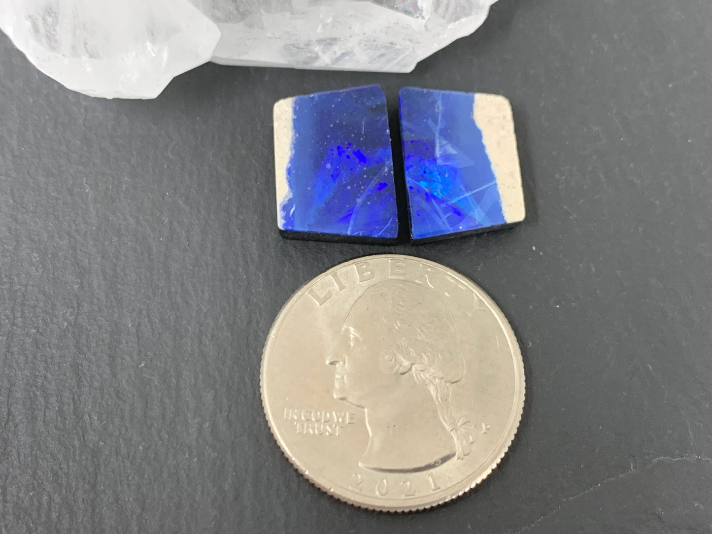 Australian Opal doublet 11x16x3mm pair of cabochons