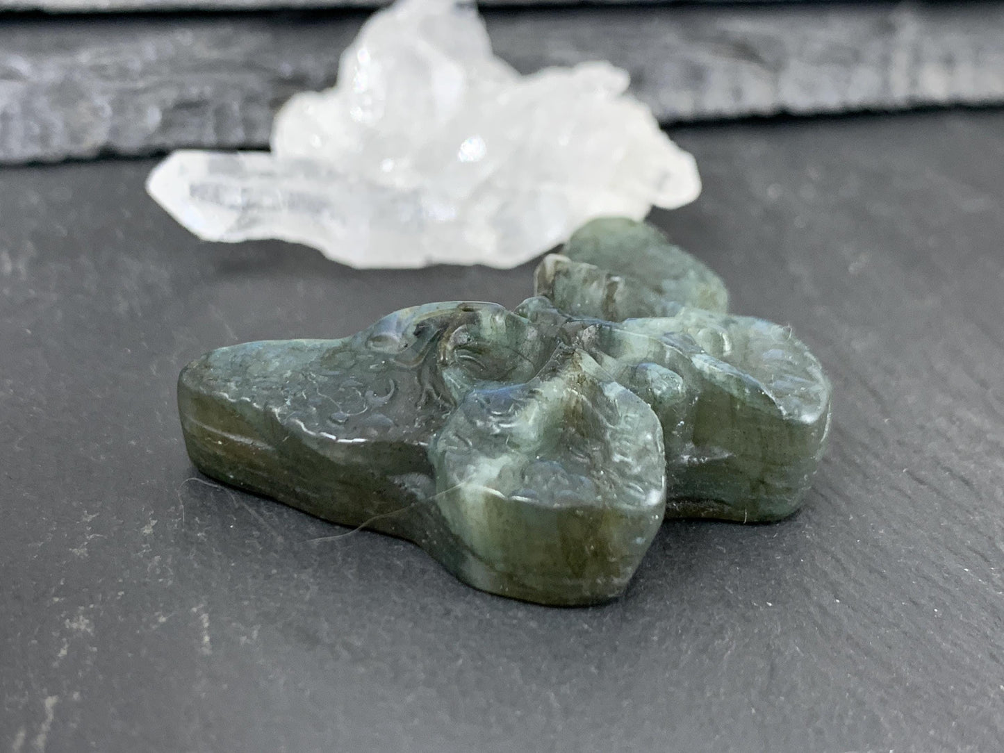 Labradorite Butterfly Carving – Natural 29x41mm Flat Back Stone Gem