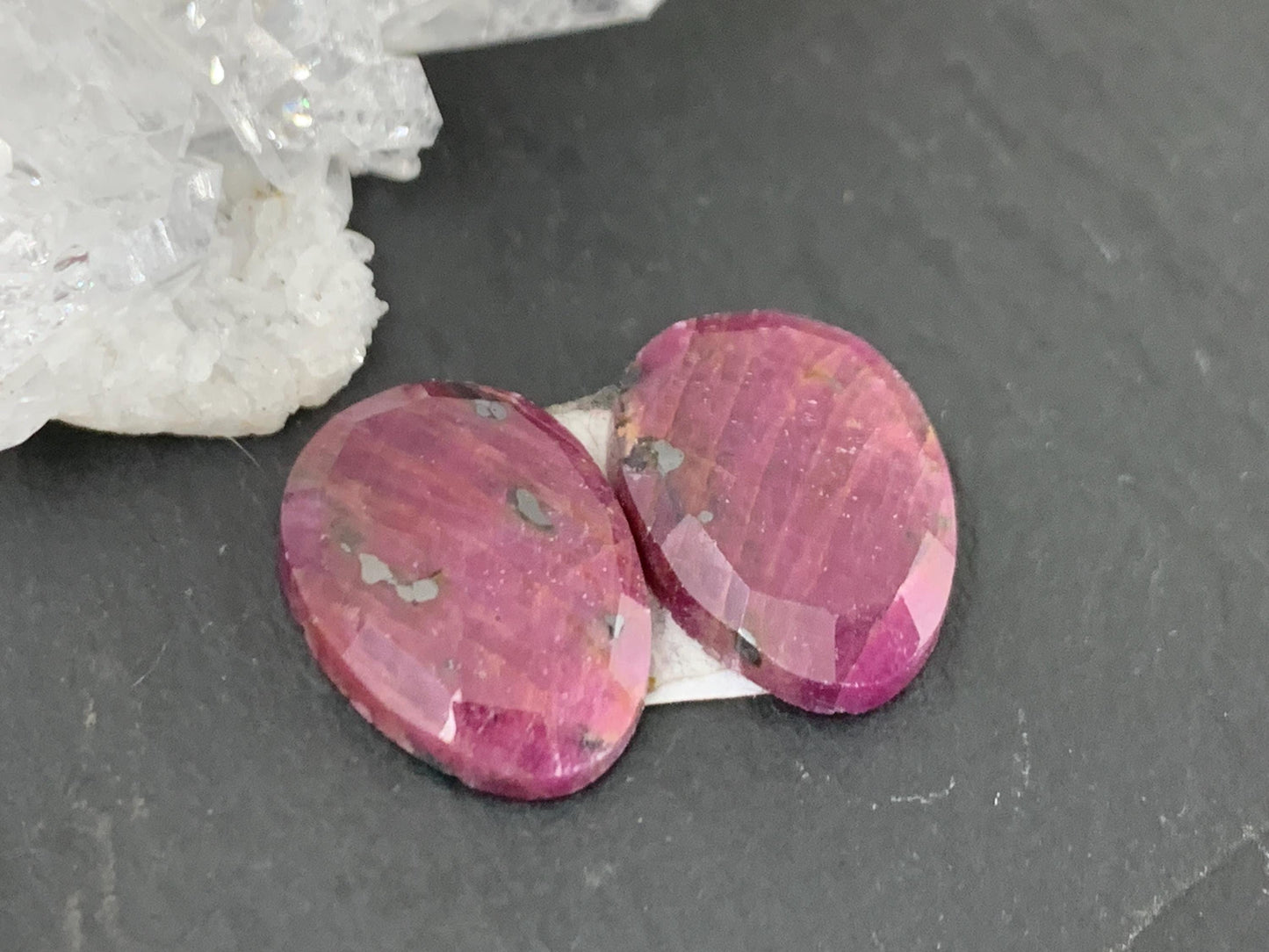 Faceted Ruby pair 11x16x4mm cabochon