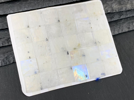 Flat Rainbow Moonstone square 12x12mm cabochon - Calibrated cabochons
