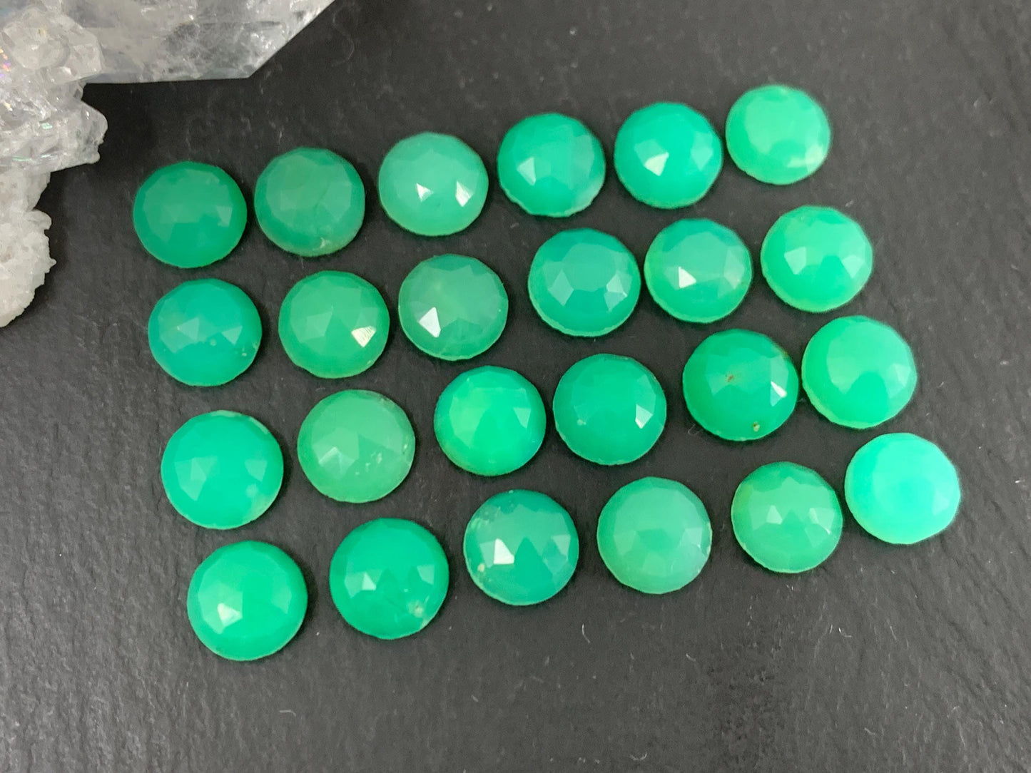 Faceted Chrysoprase round 6mm cabochon