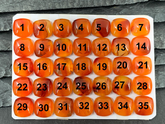 Carnelian Square Cushion 10mm Cabochon - Calibrated Gemstone for Jewelry