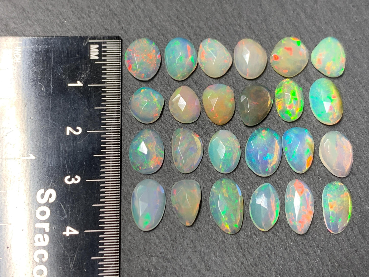 Faceted Ethiopian Opal 9-10mm long cabochon
