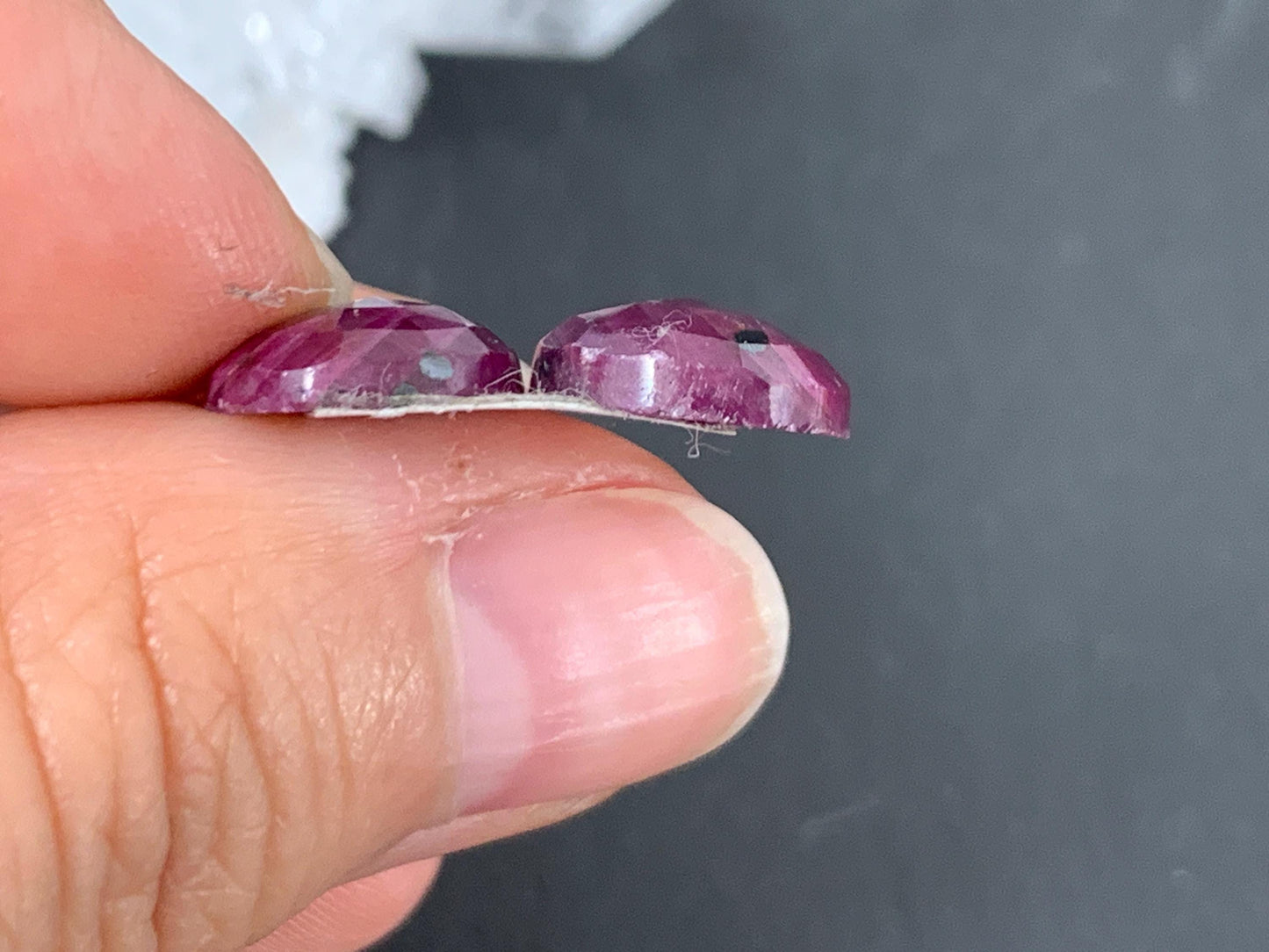 Faceted Ruby pair 11x12x4mm cabochon