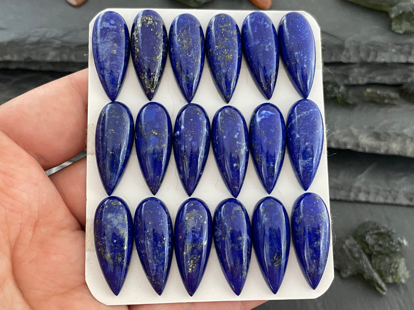 Lapis Lazuli pear 10x25mm cabochon - Calibrated Cabochons