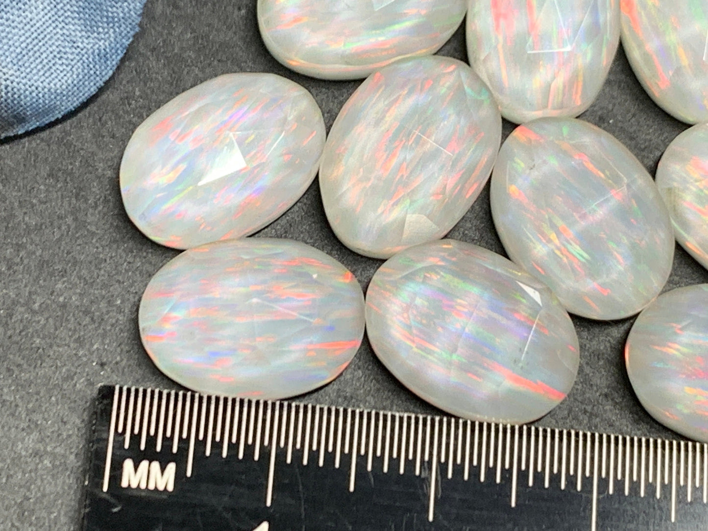 Faceted Aurora Opal oval 10x14mm cabochons - Doublet cabochons