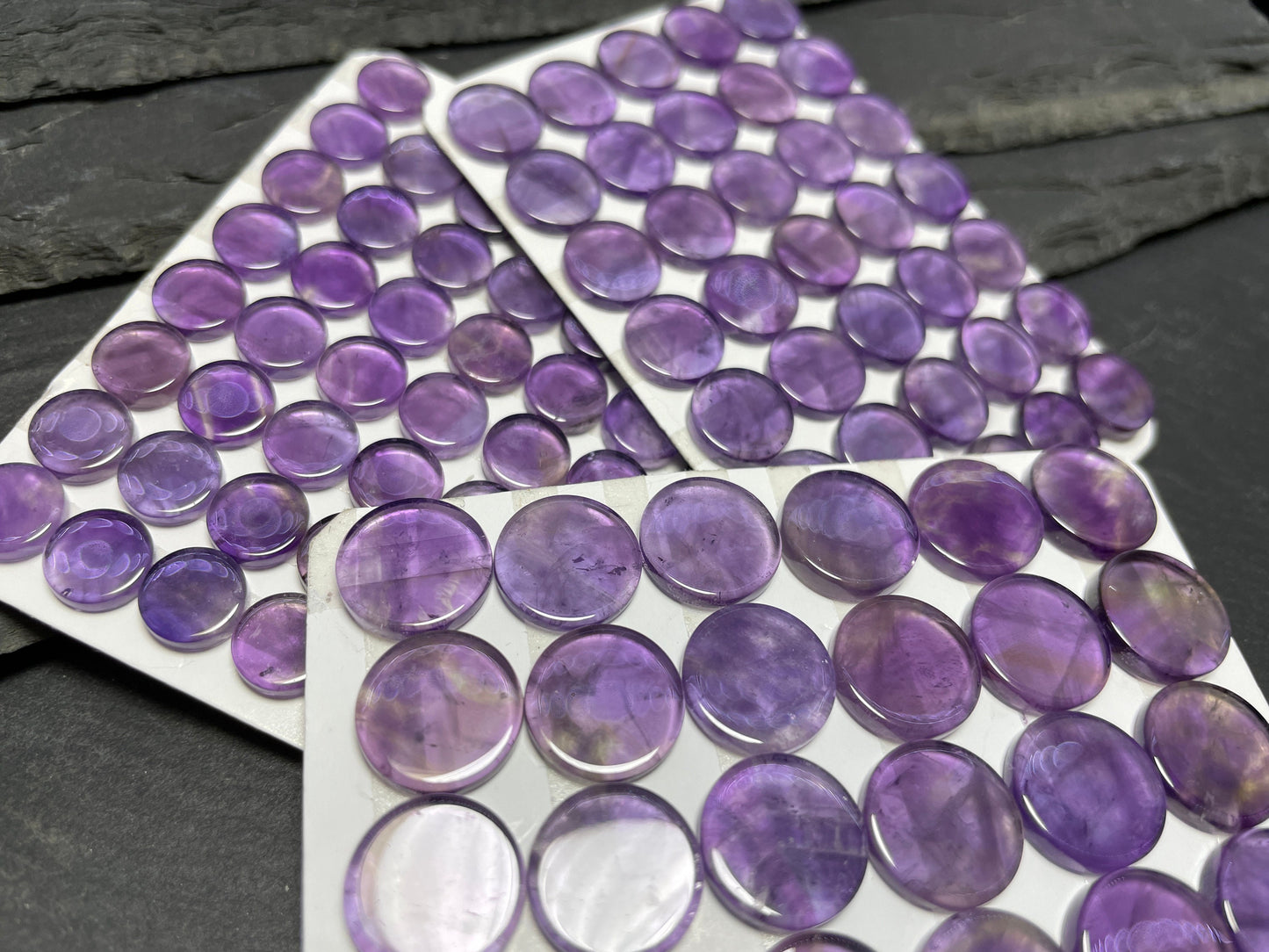 Flat Amethyst round 8mm, 10mm, 12mm cabochon - Calibrated cabochons