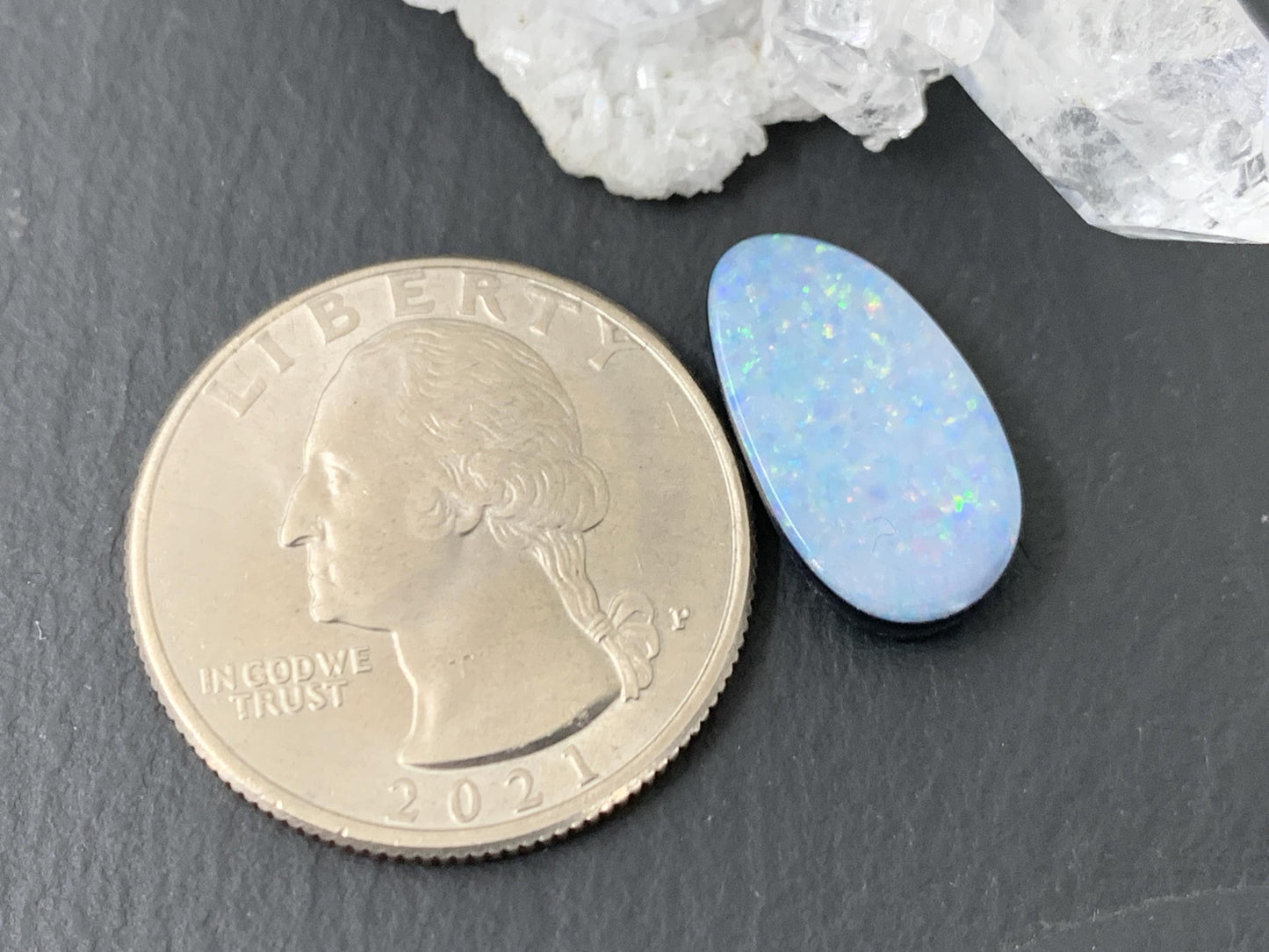 Australian Opal doublet 9x17x4mm cabochon