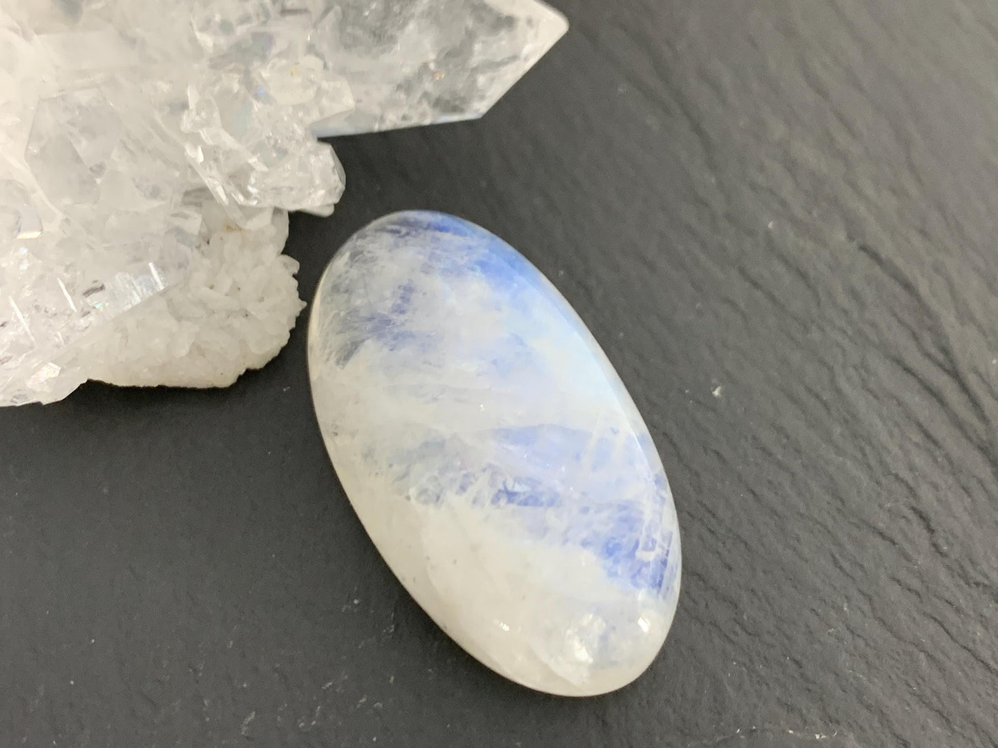Rainbow Moonstone 29x16x8mm cabochon