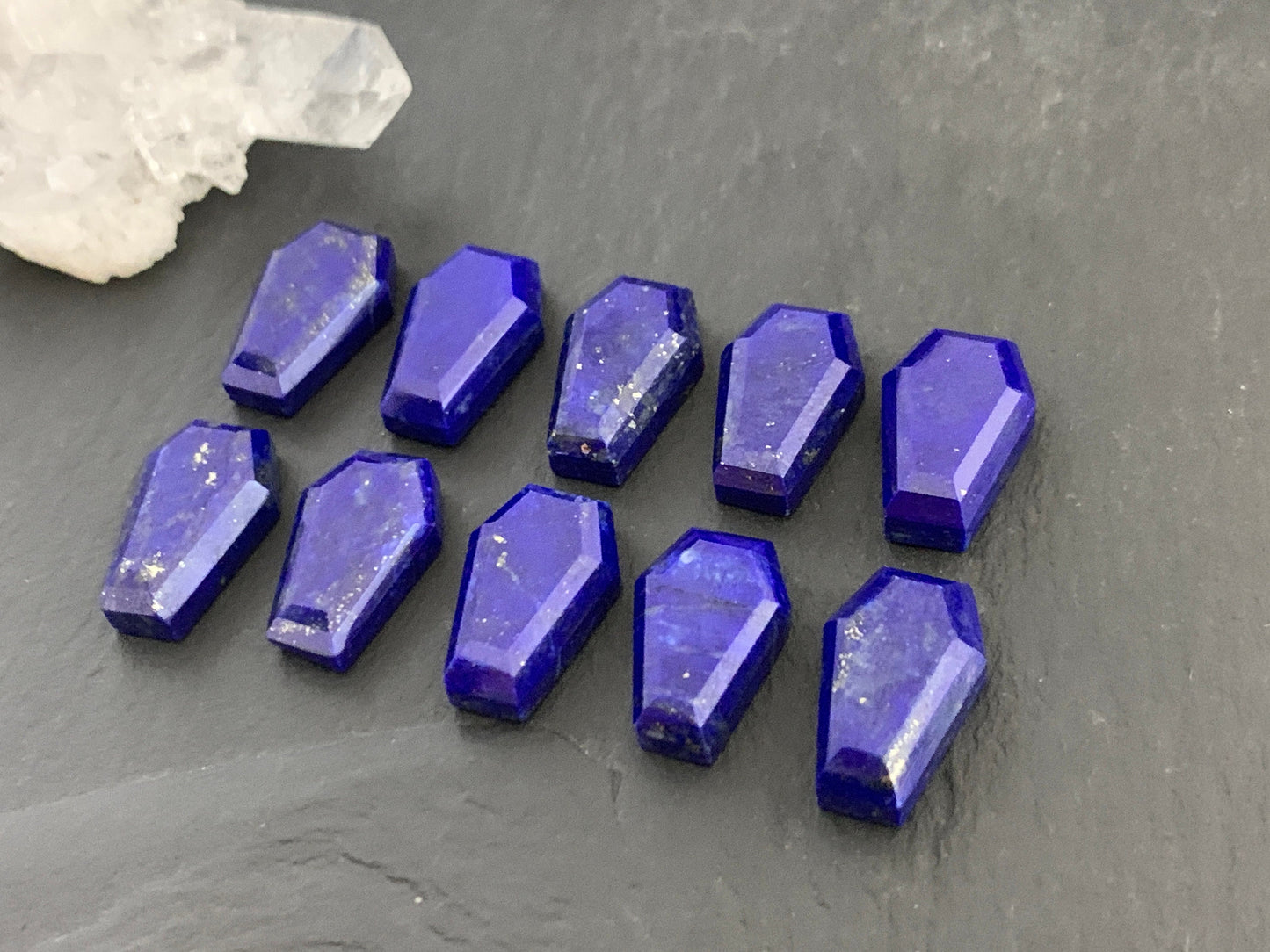 Faceted Lapis Lazuli coffin 10x16mm cabochon
